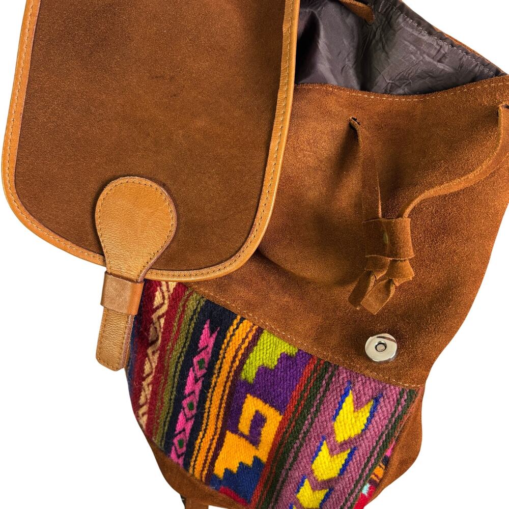MALKY Arte Nativa Leather/Wool Mini Backpack with Aztec design - Picture 4 of 11